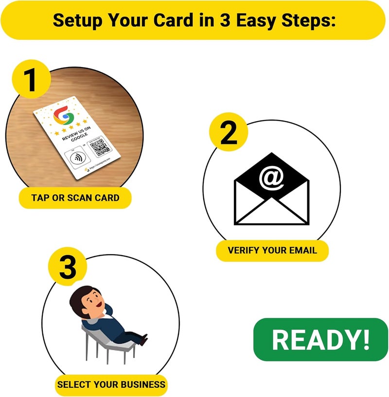 One Tap Only NFC Business Cards 7 Pack – Contactless Smart Tap & QR Code – Compatible with Social Media & Online Review Platforms – Reusable Feedback Tool for Restaurants, Local Businesses – Works with All Phones - Image 2